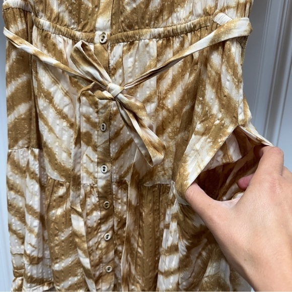 Ulla Johnson Magdalena Midi Dress Sand Tiger Print Puff Sleeves Ruffled - Picture 10 of 16